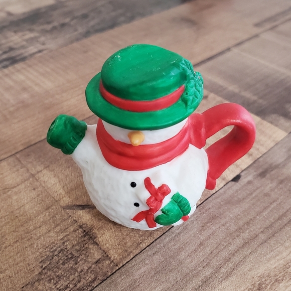 Vintage R.O.C mini snowman ceramic tea set teapot cups saucers holiday Christmas - Picture 5 of 16